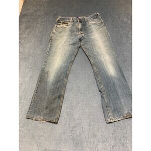 Network Authentic Denim Jeans Mens 34 Blue Straight Leg Medium Wash Streetwear